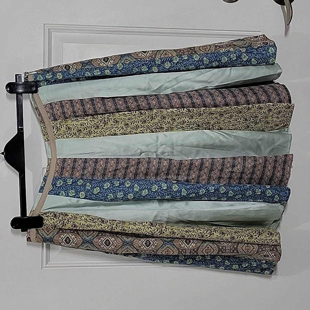 J.Jill Patchwork Silk Panel Knee Length Skirt Siz… - image 2